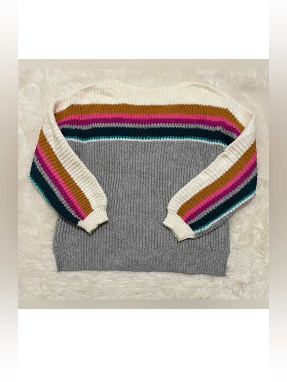 Anthropologie Sophie Ribbed Sweater, Striped, Women’s Small